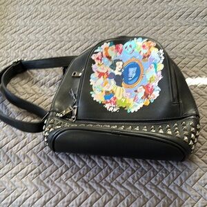 Disney Black Leather Backpack with Colorful Design